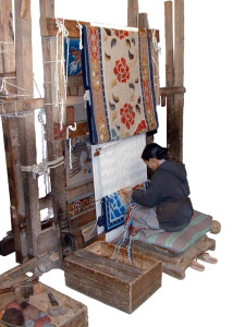 Tibetan Weaver at her loom